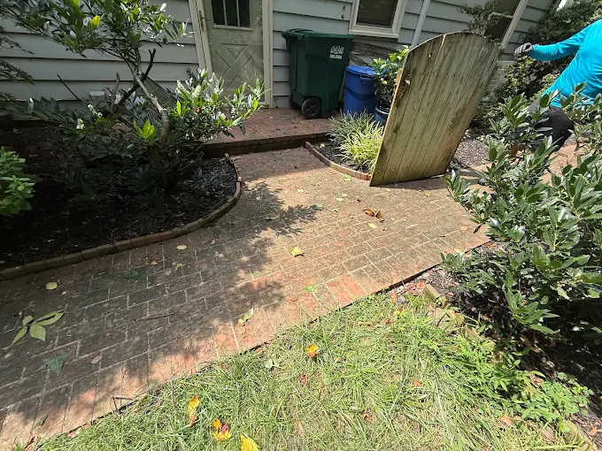 Brick pavers stained with algae and dirt before cleaning