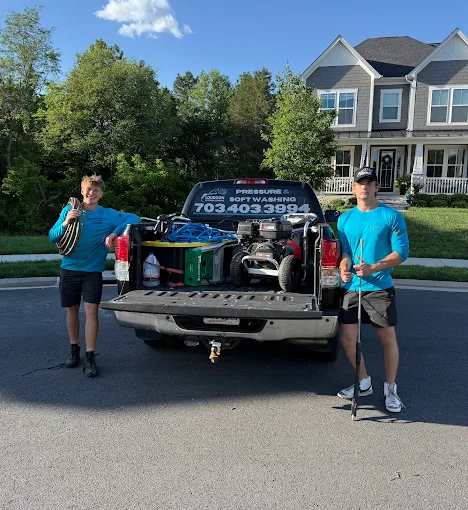 Loudoun Exterior Cleaning owner and crew with their pressure washing truck in Loudoun County, VA