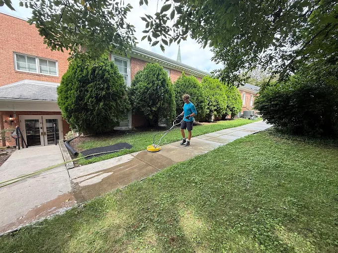 Commercial surface cleaning of a church walkway in Loudoun County, VA